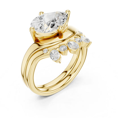 Round Lab Grown Diamond Side-Stone Engagement Ring
