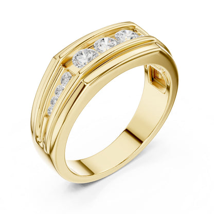 Men's Round Lab Grown Diamond Side-Stone Ring