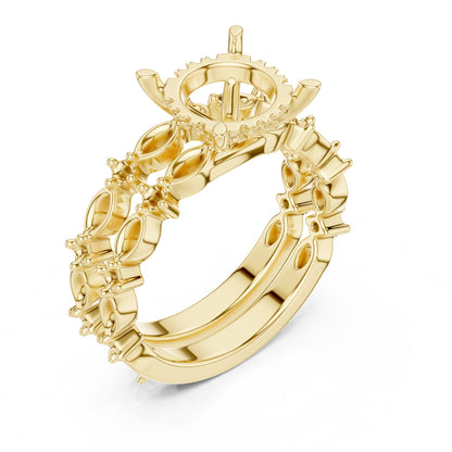 Round Lab Grown Diamond Side-Stone Engagement Ring