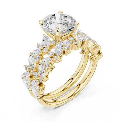 Round Lab Grown Diamond Side-Stone Engagement Ring