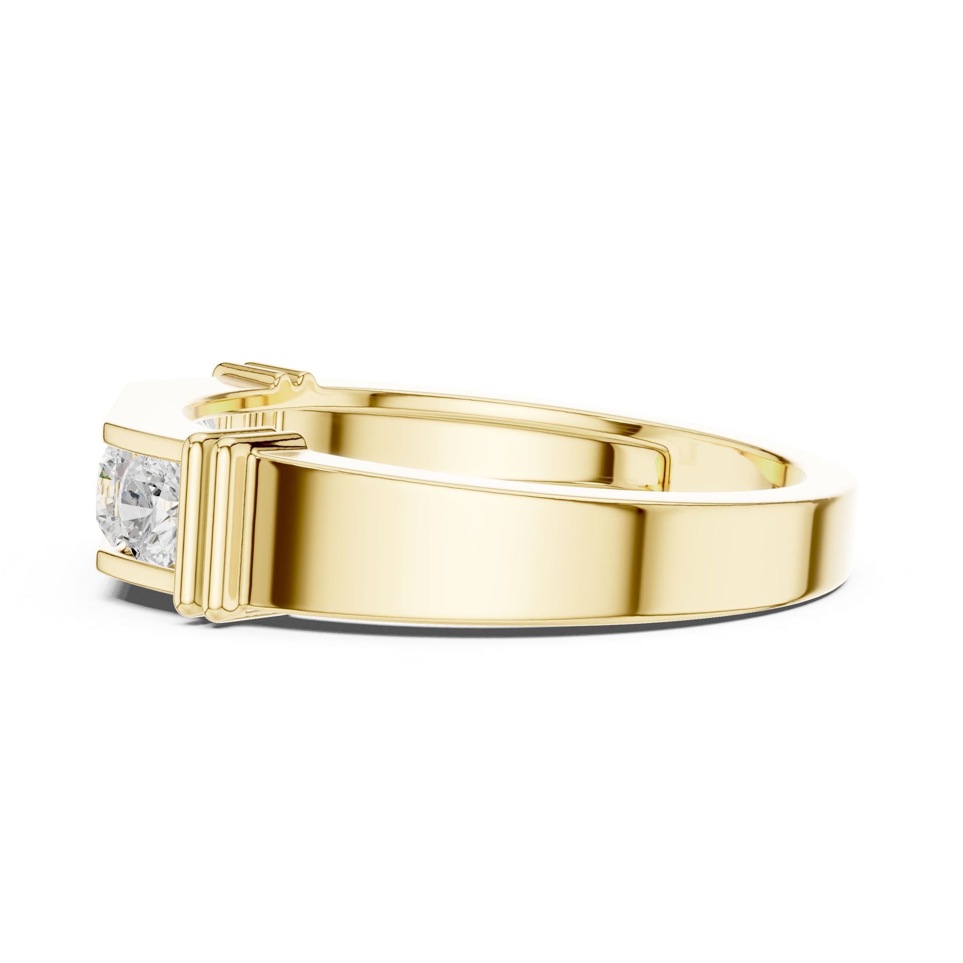 Men's Round Lab Grown Diamond Side-Stone Ring