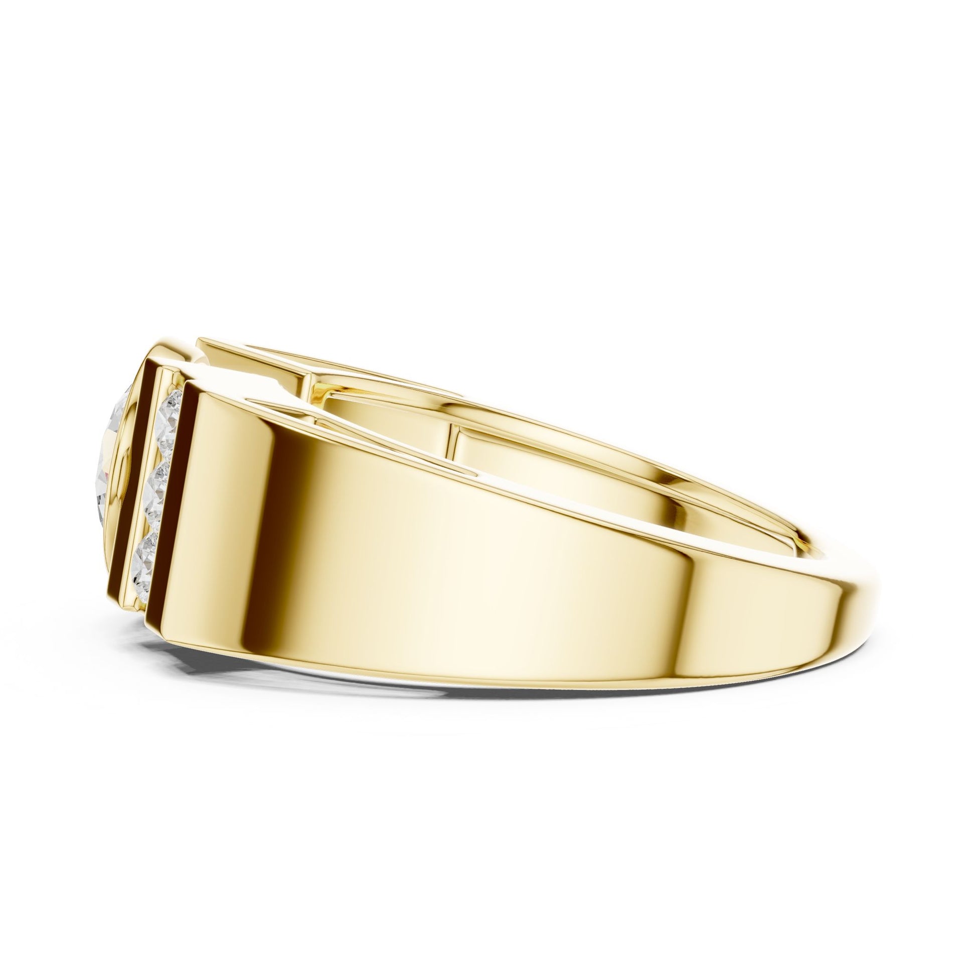 Men's Round Lab Grown Diamond Side-Stone Ring