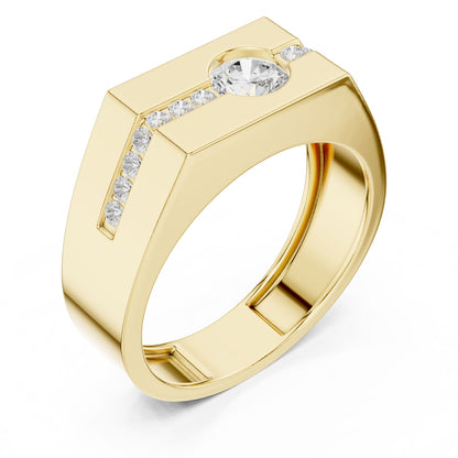 Men's Round Lab Grown Diamond Side-Stone Ring