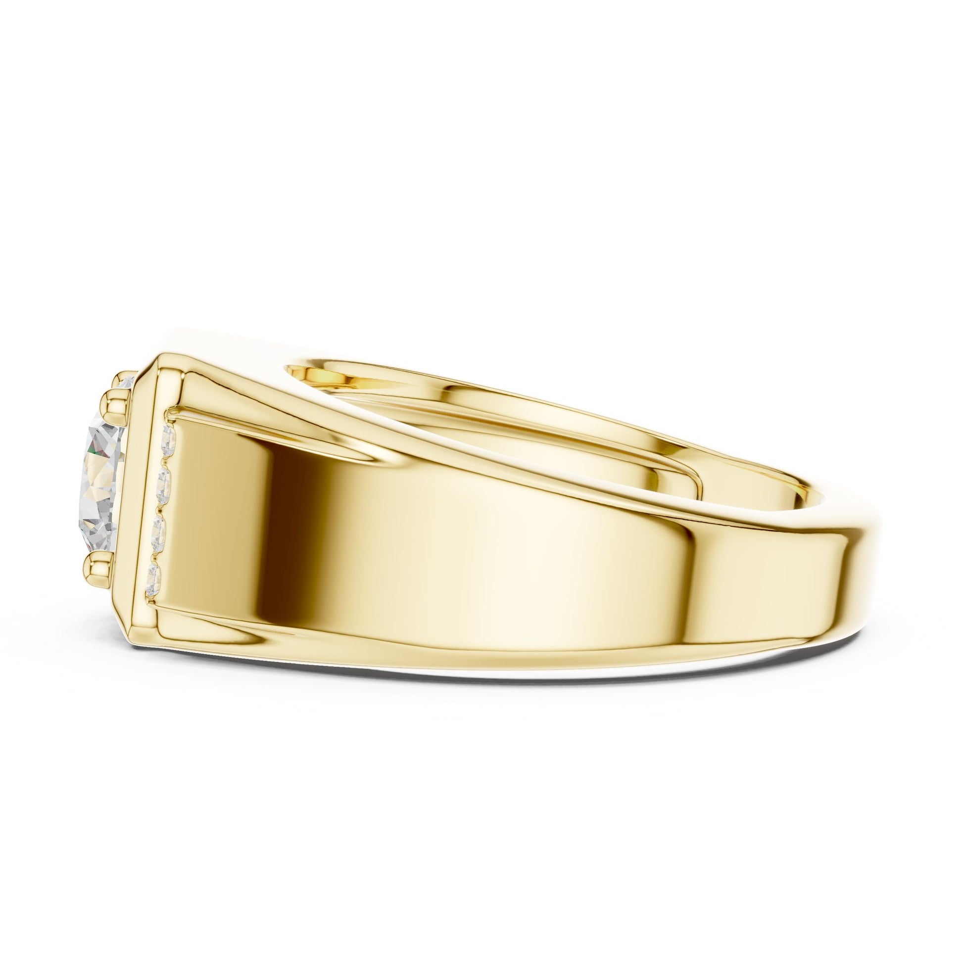 Men's Round Lab Grown Diamond Side-Stone Ring