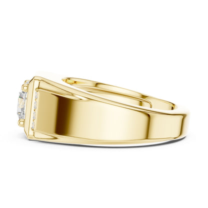 Men's Round Lab Grown Diamond Side-Stone Ring