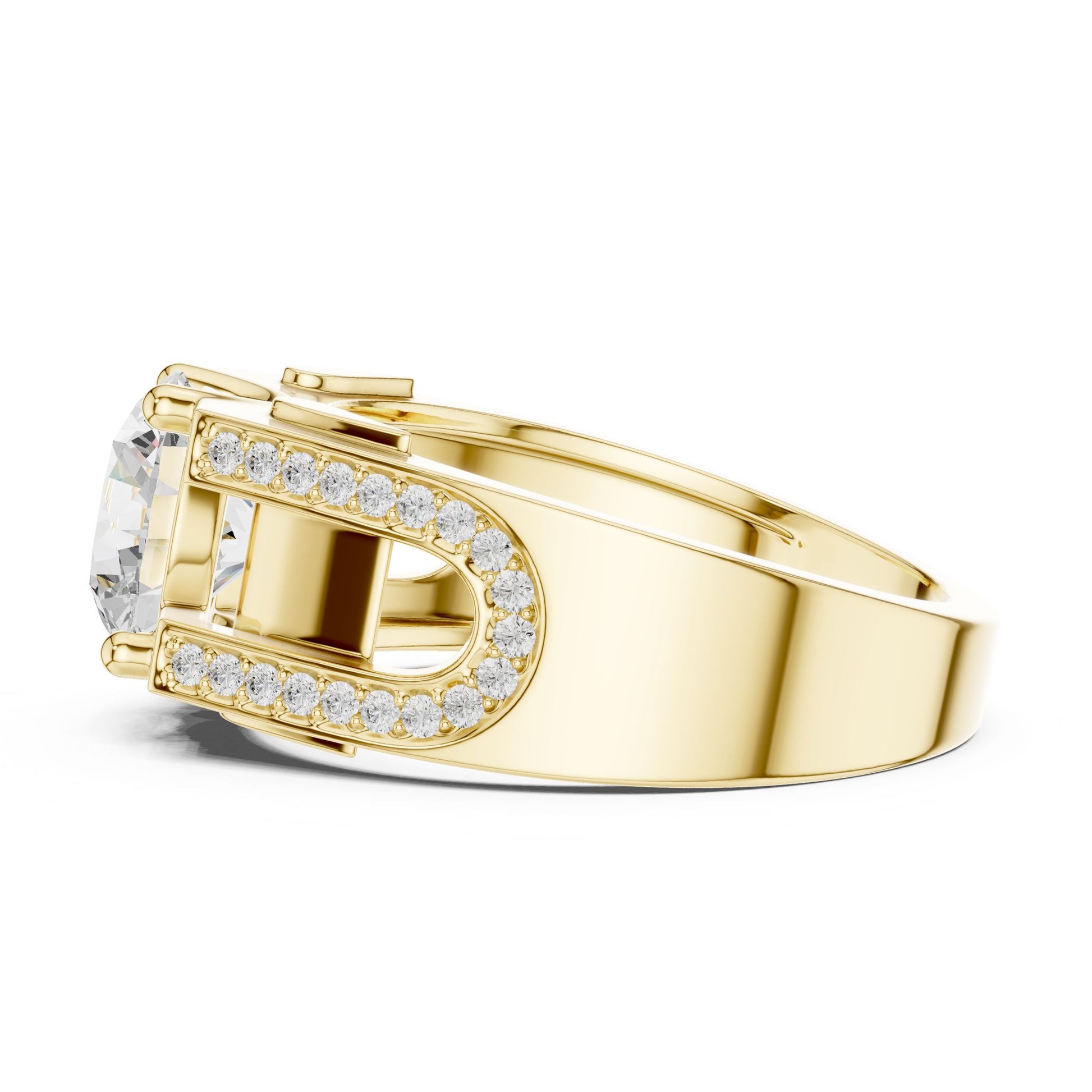 Men's Round Lab Grown Diamond Side-Stone Ring