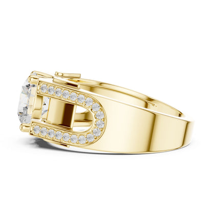 Men's Round Lab Grown Diamond Side-Stone Ring