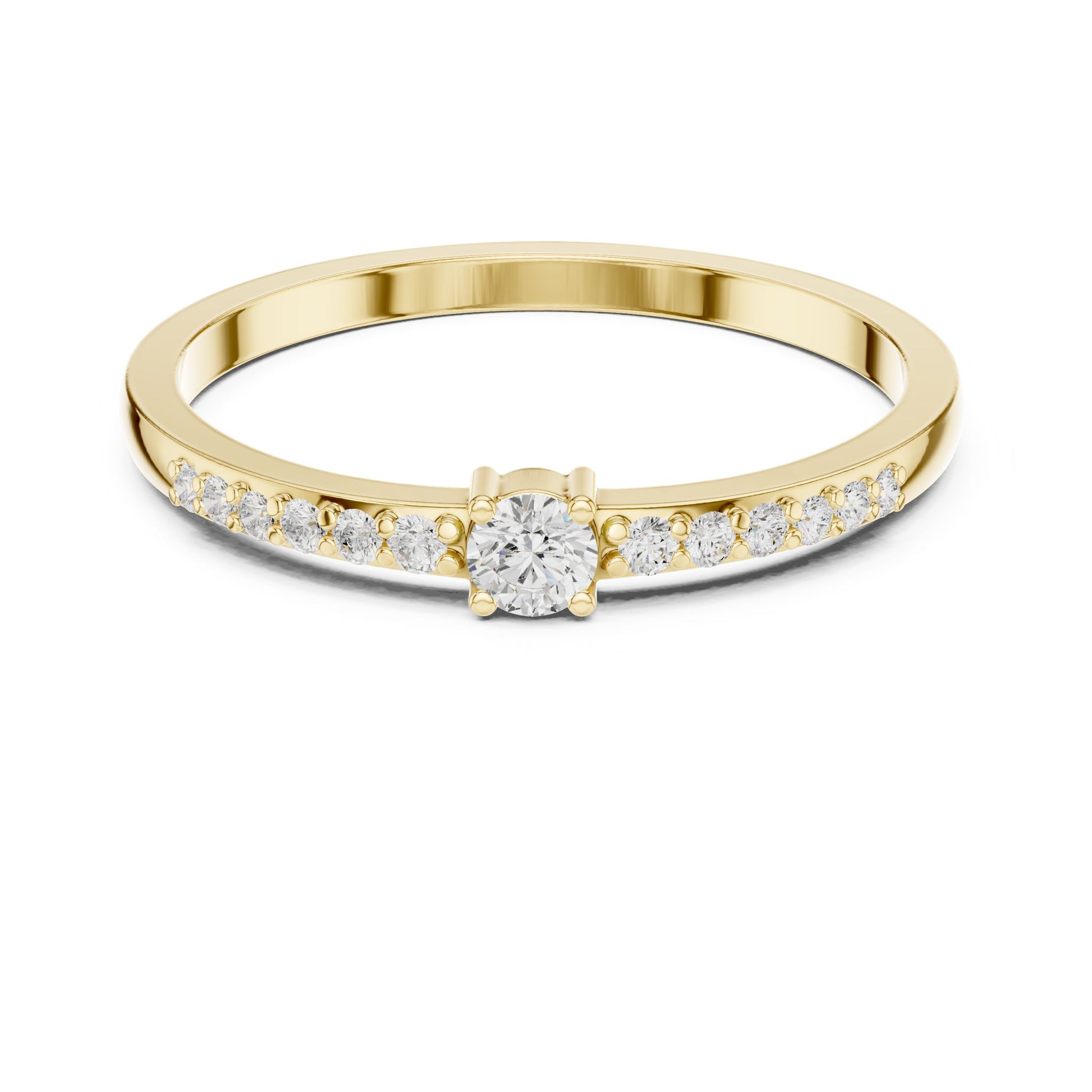 Round Lab Grown Diamond Side-Stone Engagement Ring