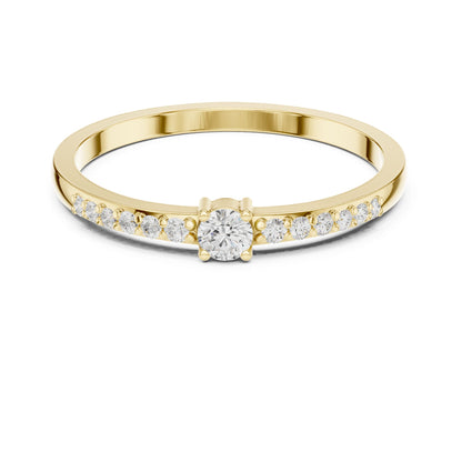 Round Lab Grown Diamond Side-Stone Engagement Ring