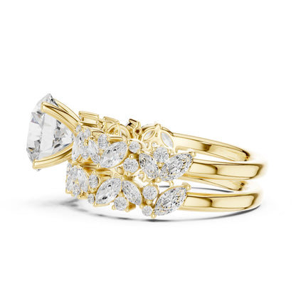 Round Lab Grown Diamond Side-Stone Engagement Ring