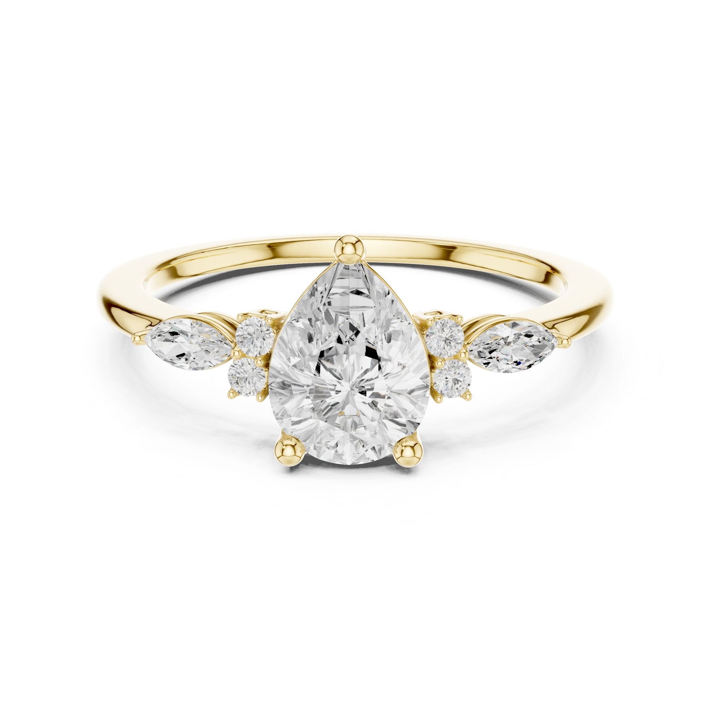 Women's Round Lab Grown Diamond Side-Stone Ring