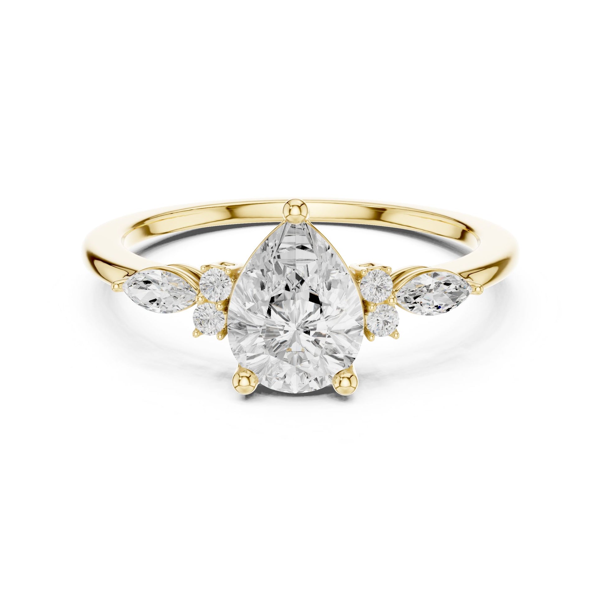 Women's Round Lab Grown Diamond Side-Stone Ring