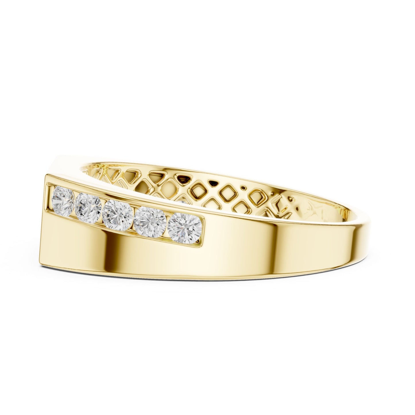 Men's Round Lab Grown Diamond Side-Stone Ring