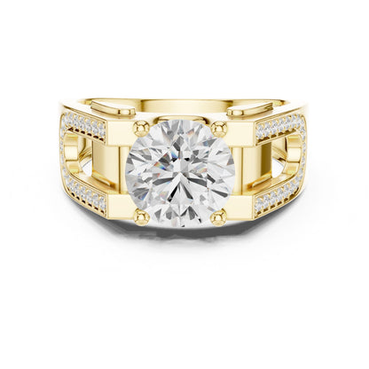 Men's Round Lab Grown Diamond Side-Stone Ring