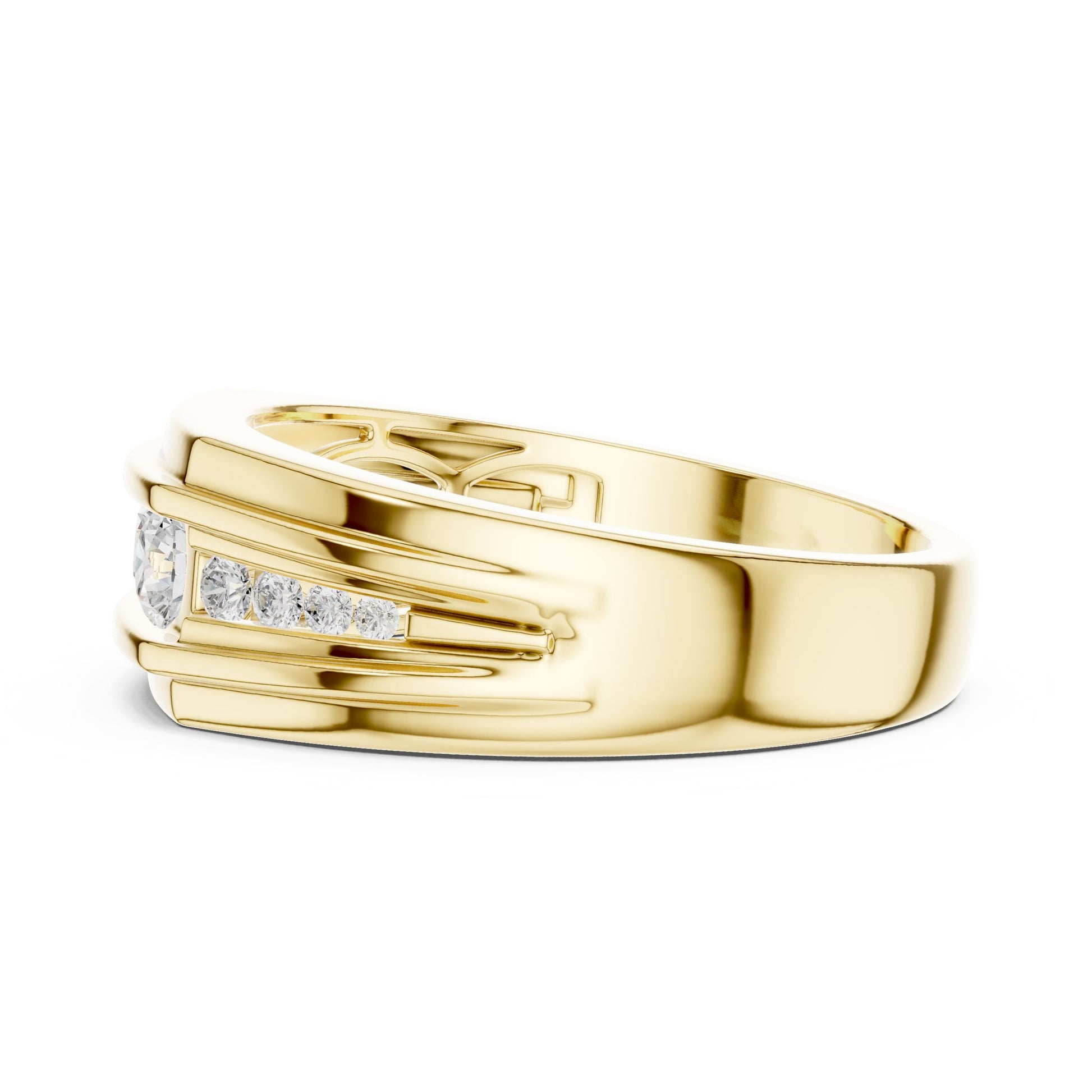 Men's Round Lab Grown Diamond Side-Stone Ring