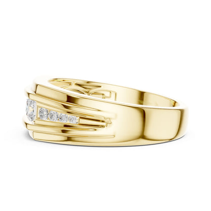 Men's Round Lab Grown Diamond Side-Stone Ring