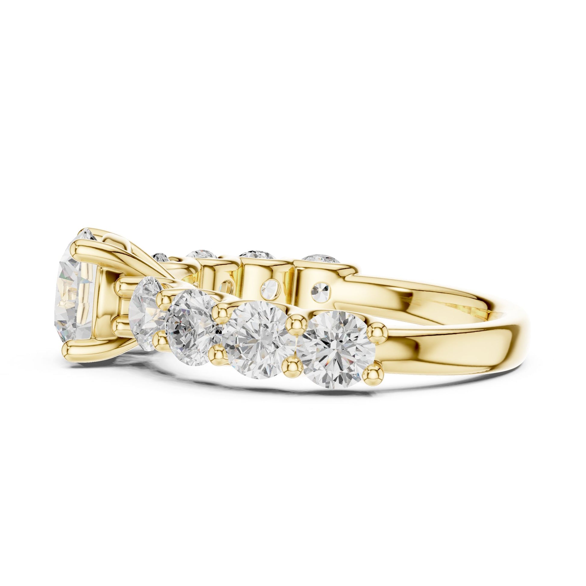 Round Lab Grown Diamond Side-Stone Engagement Ring