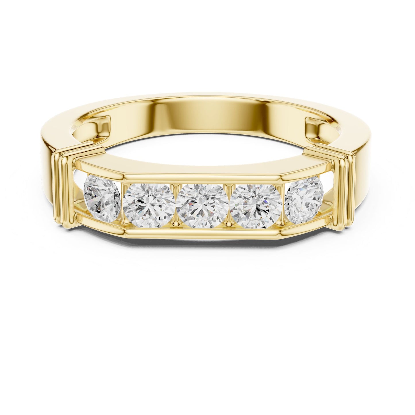 Men's Round Lab Grown Diamond Side-Stone Ring