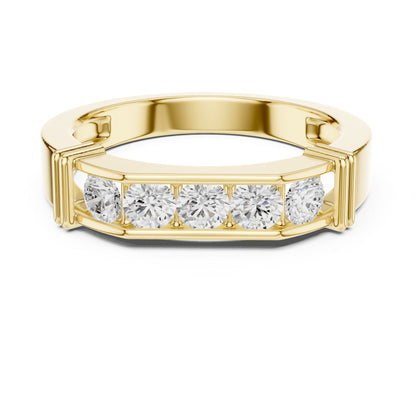 Men's Round Lab Grown Diamond Side-Stone Ring