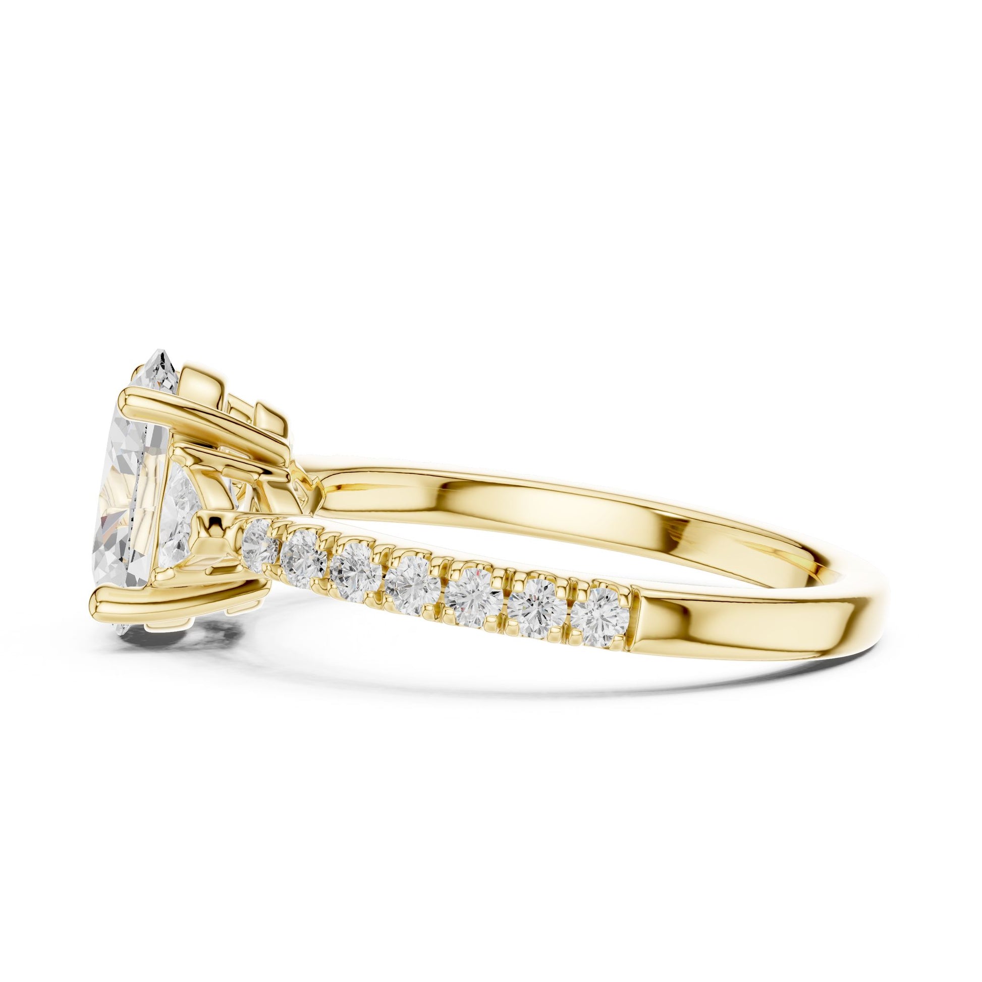 Round Lab Grown Diamond Side-Stone Engagement Ring