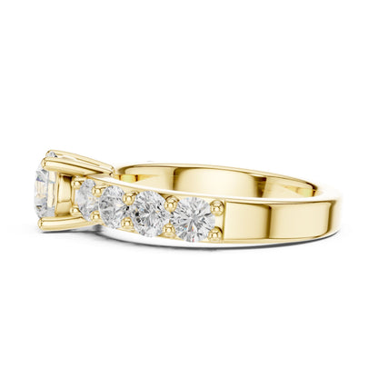 Round Lab Grown Diamond Side-Stone Engagement Ring