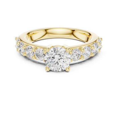 Round Lab Grown Diamond Side-Stone Engagement Ring