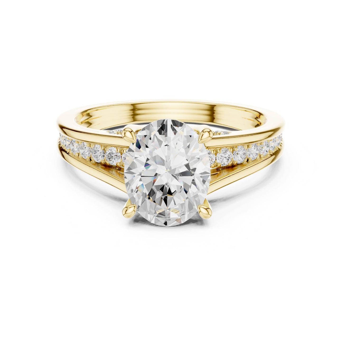 Round Lab Grown Diamond Side-Stone Engagement Ring