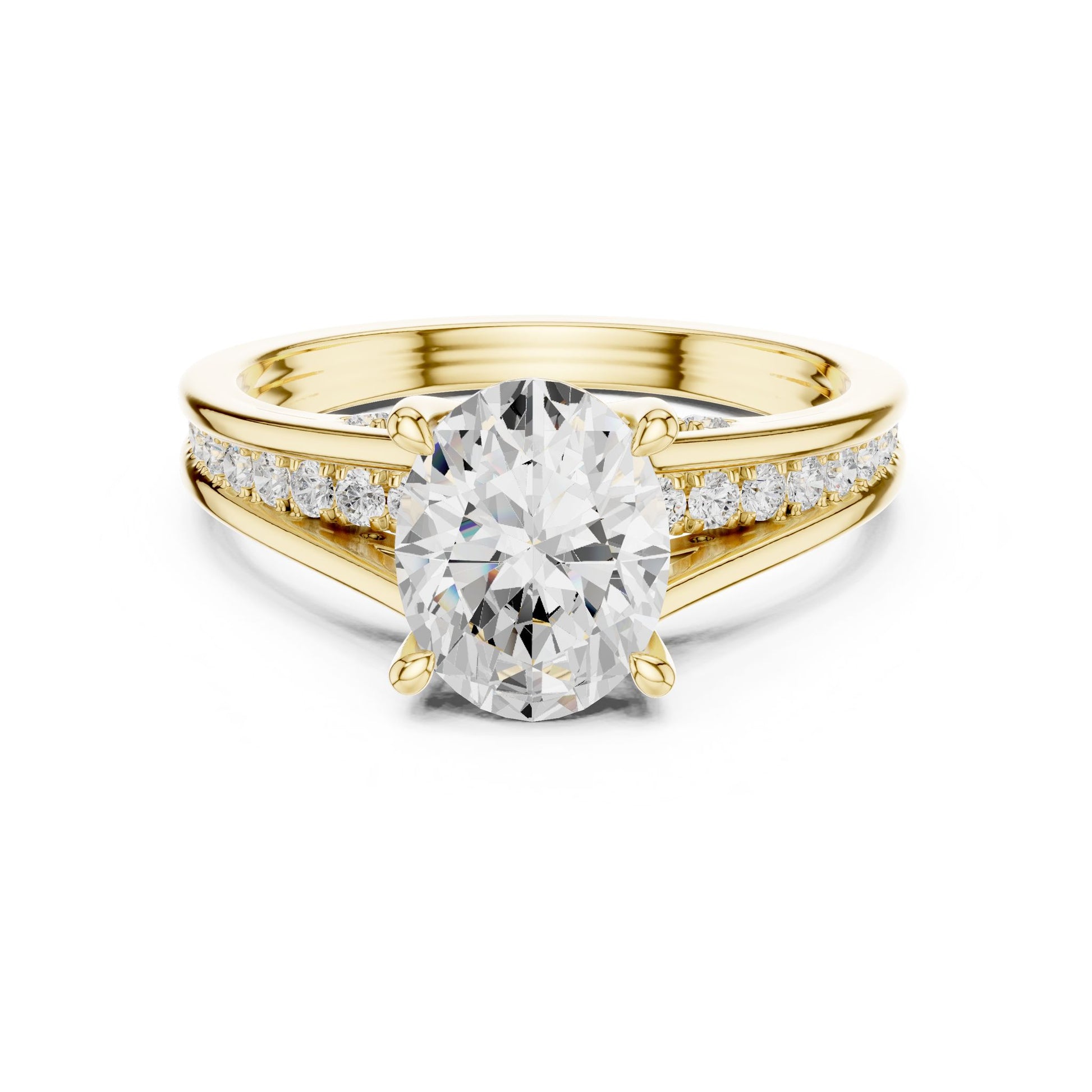 Round Lab Grown Diamond Side-Stone Engagement Ring