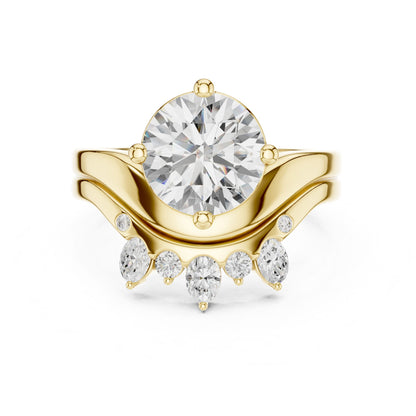 Round Lab Grown Diamond Side-Stone Engagement Ring