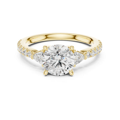 Round Lab Grown Diamond Side-Stone Engagement Ring