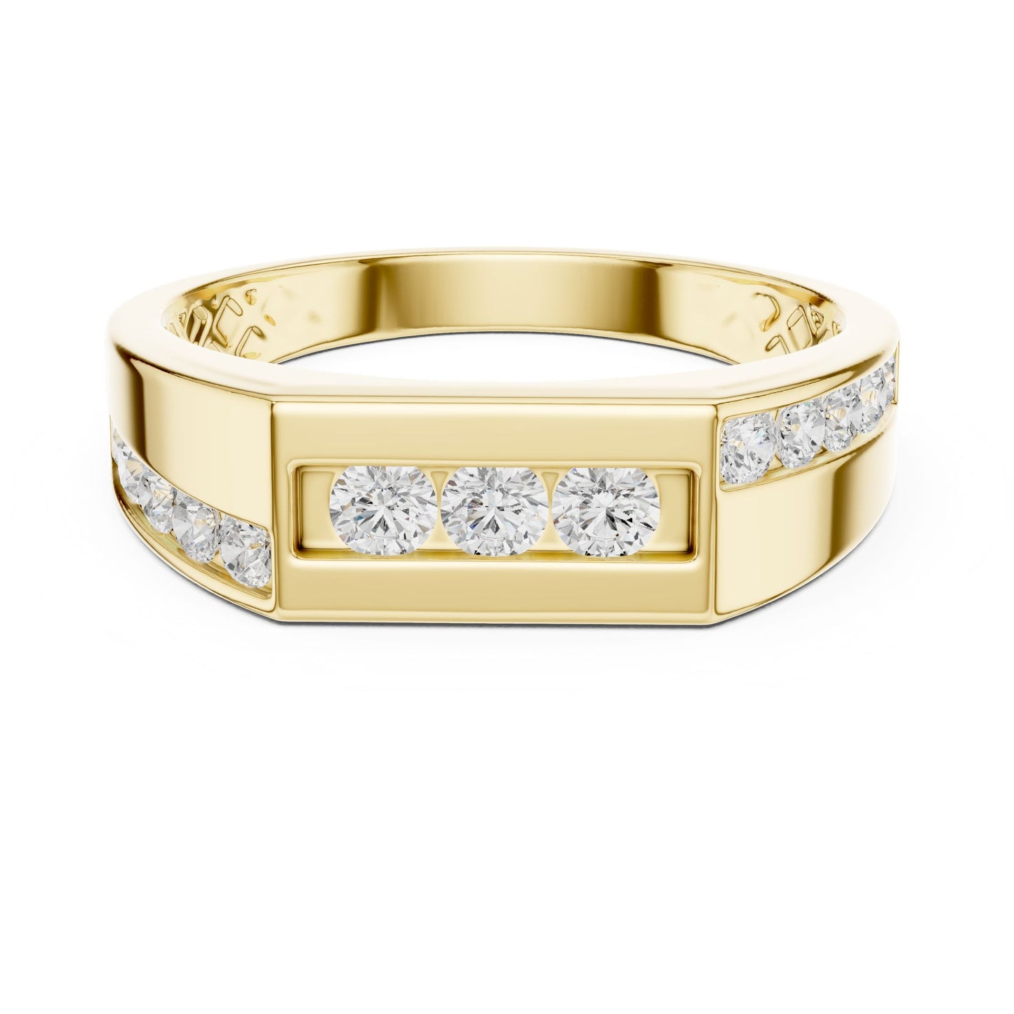 Men's Round Lab Grown Diamond Side-Stone Ring