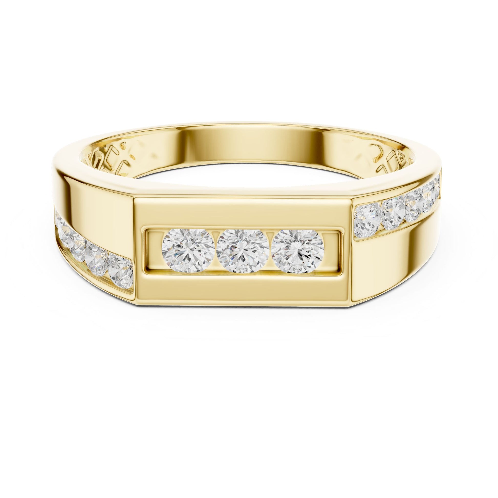 Men's Round Lab Grown Diamond Side-Stone Ring