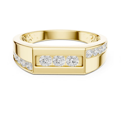 Men's Round Lab Grown Diamond Side-Stone Ring