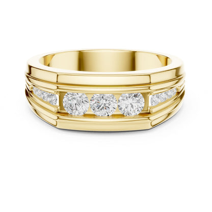 Men's Round Lab Grown Diamond Side-Stone Ring