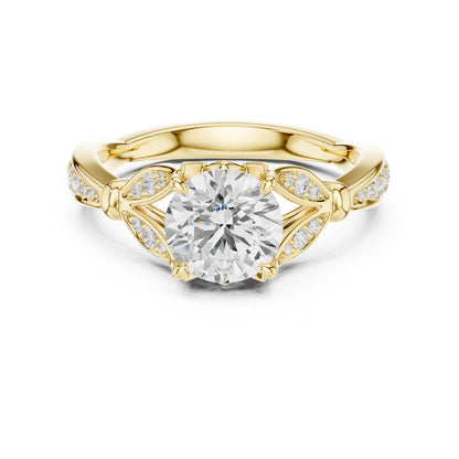 Round Lab Grown Diamond Side-Stone Engagement Ring