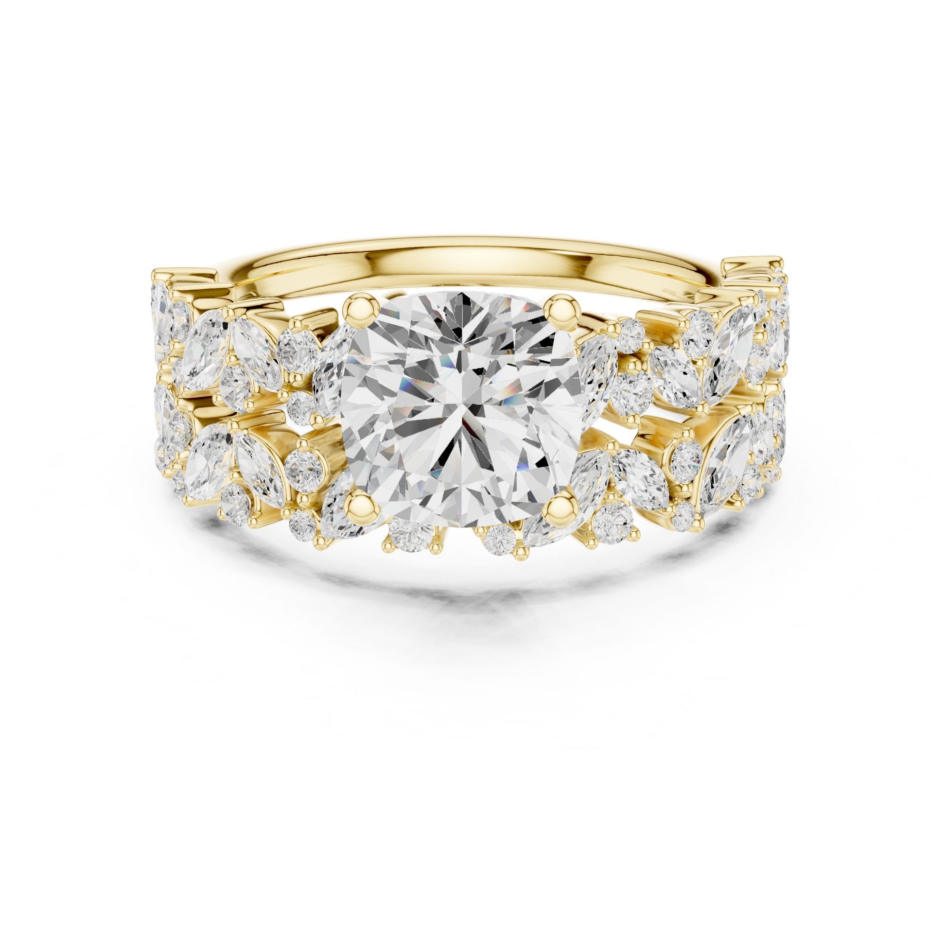 Round Lab Grown Diamond Side-Stone Engagement Ring