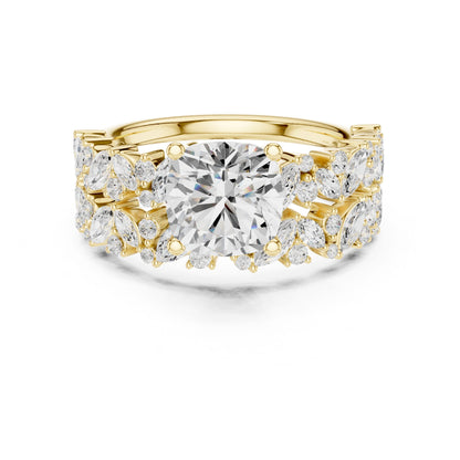 Round Lab Grown Diamond Side-Stone Engagement Ring