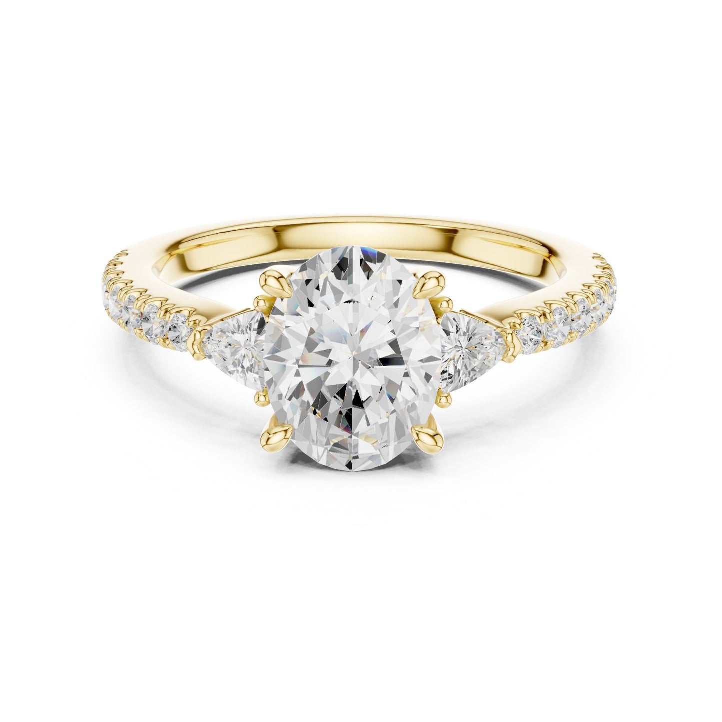 Round Lab Grown Diamond Side-Stone Engagement Ring