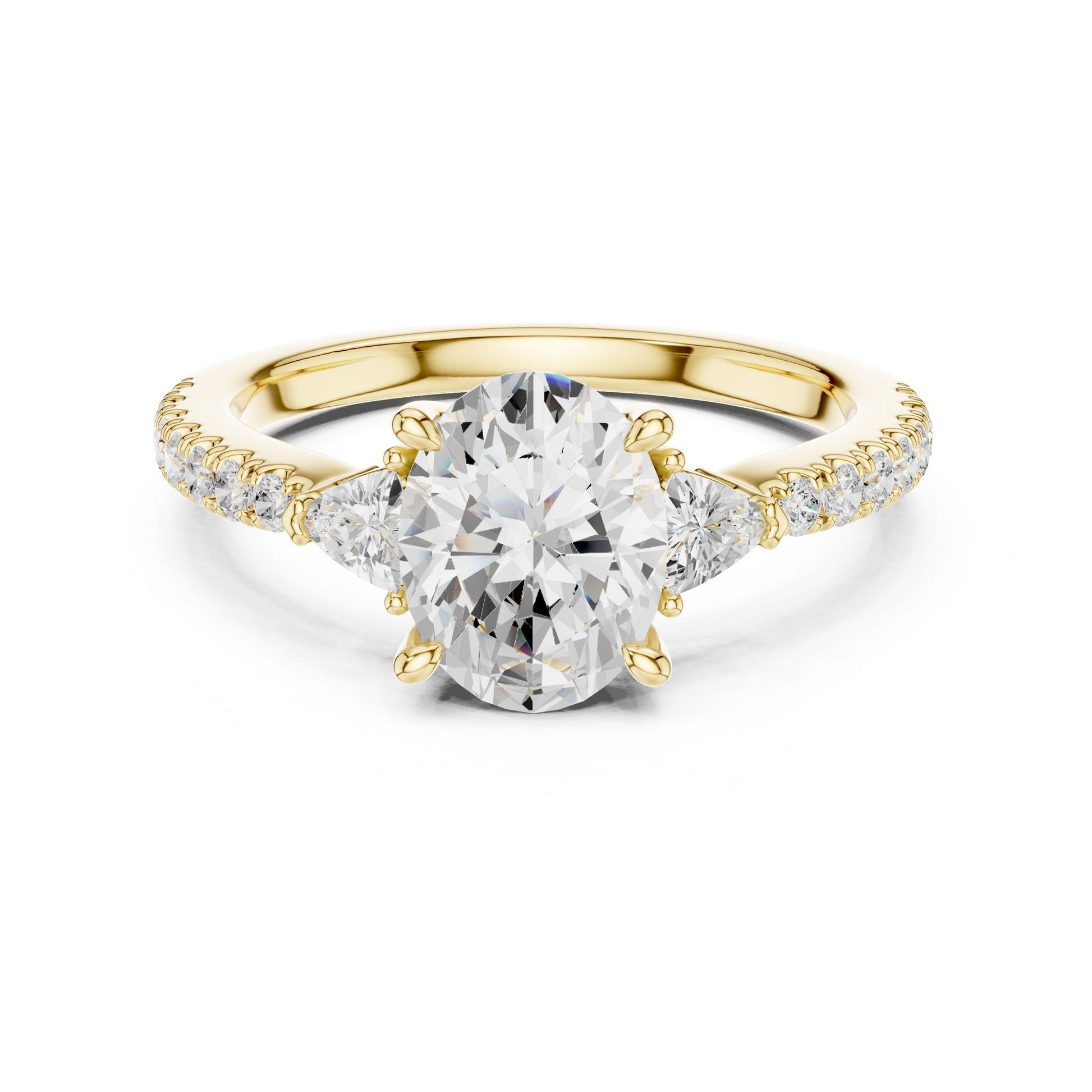 Round Lab Grown Diamond Side-Stone Engagement Ring