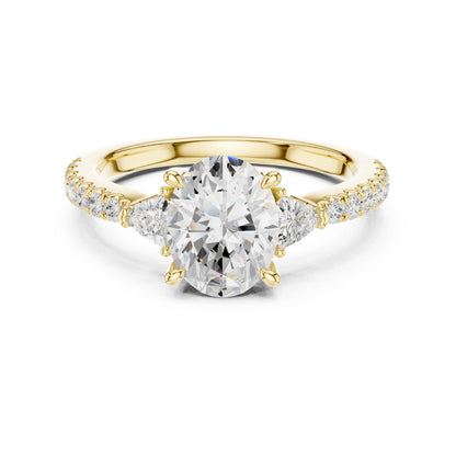 Round Lab Grown Diamond Side-Stone Engagement Ring
