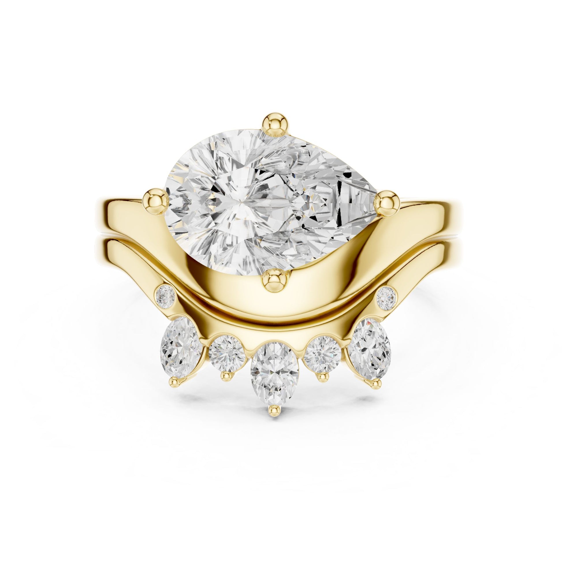 Round Lab Grown Diamond Side-Stone Engagement Ring