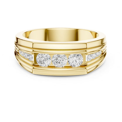 Men's Round Lab Grown Diamond Side-Stone Ring
