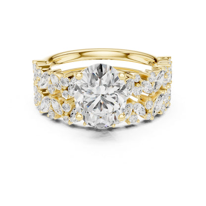 Round Lab Grown Diamond Side-Stone Engagement Ring