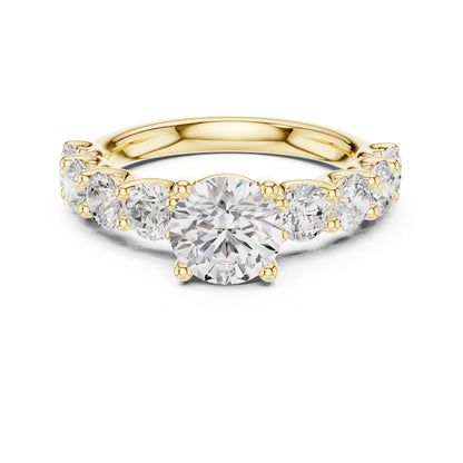 Round Lab Grown Diamond Side-Stone Engagement Ring