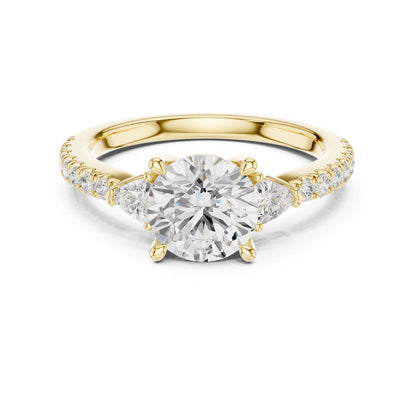 Round Lab Grown Diamond Side-Stone Engagement Ring