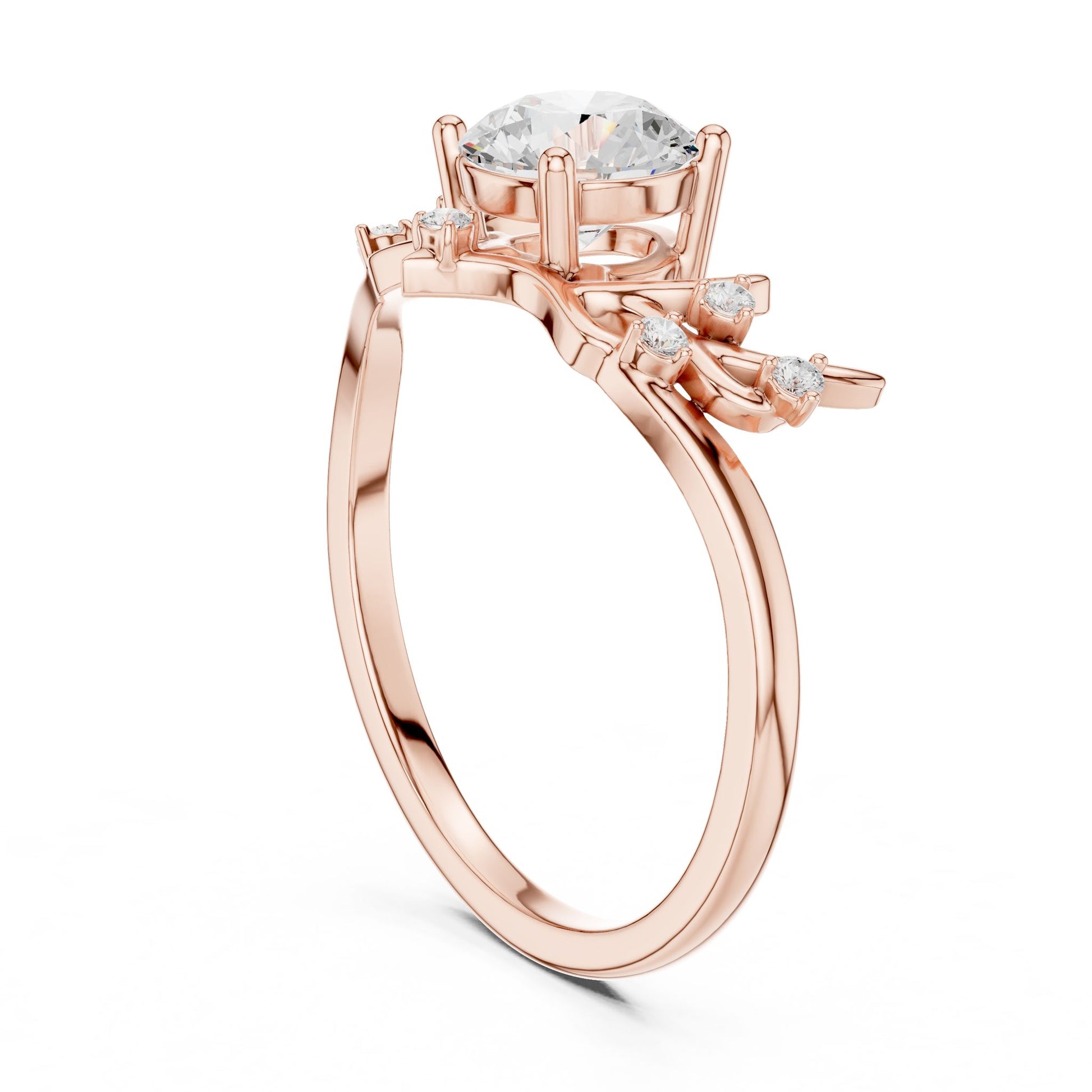 Women's Round Lab Grown Diamond Side-Stone Ring