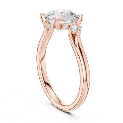 Round Lab Grown Diamond Side-Stone Engagement Ring