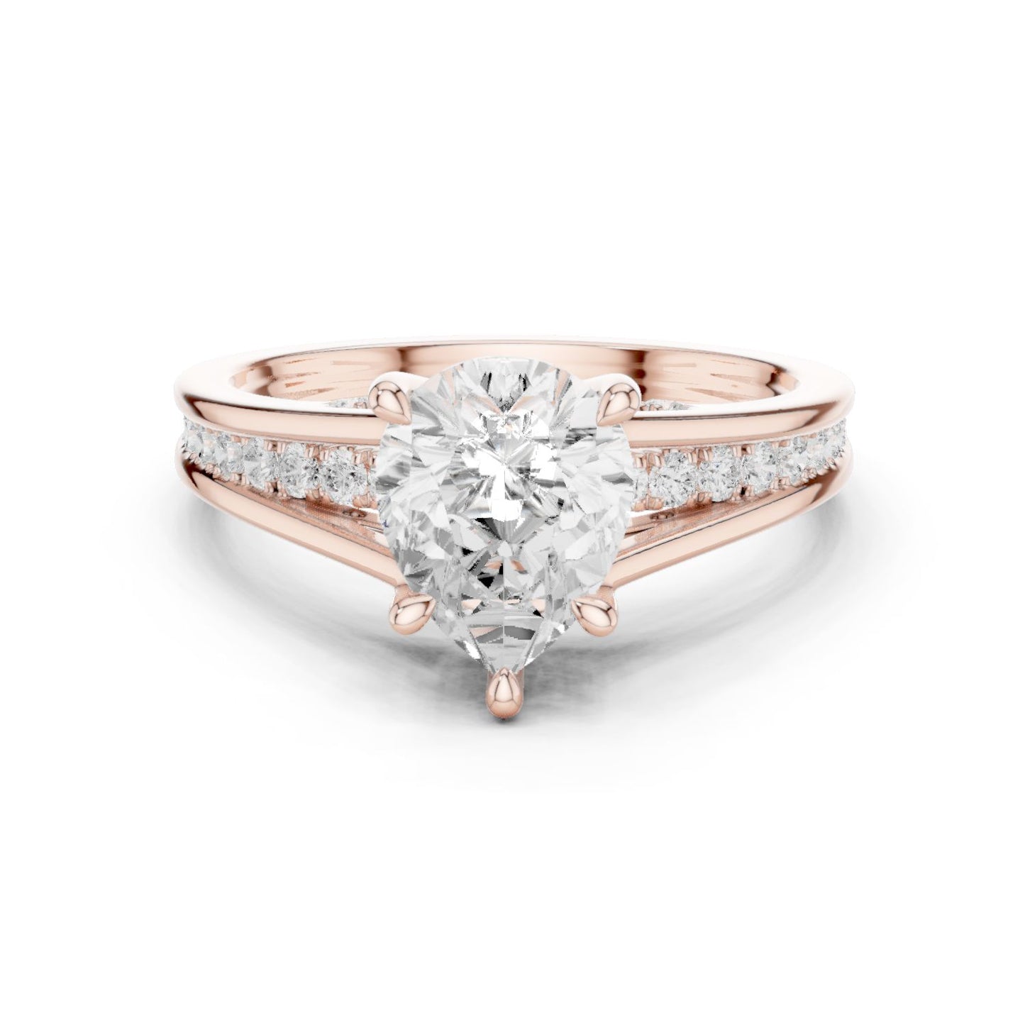 Round Lab Grown Diamond Side-Stone Engagement Ring