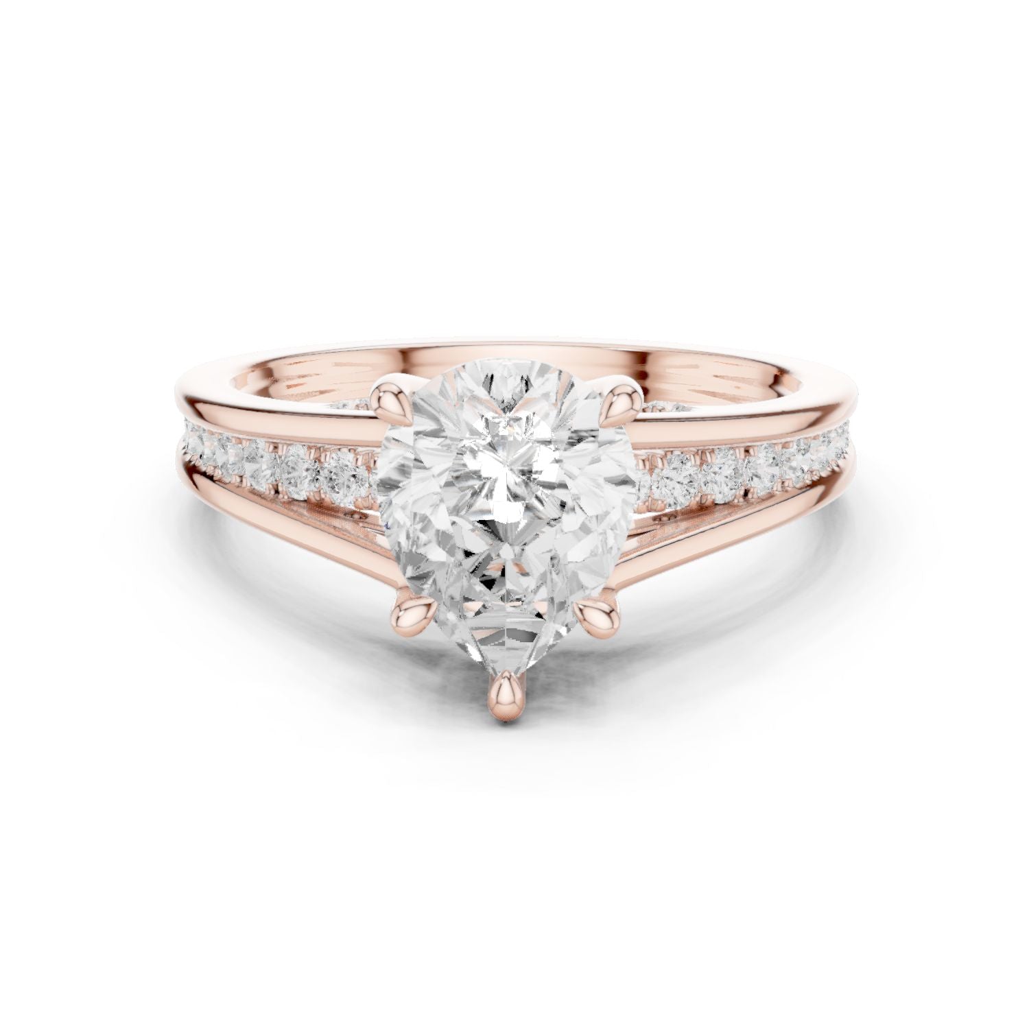Round Lab Grown Diamond Side-Stone Engagement Ring