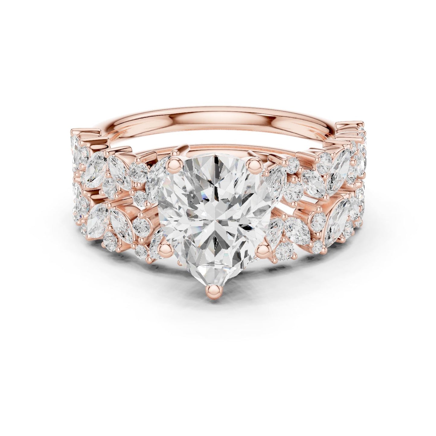 Round Lab Grown Diamond Side-Stone Engagement Ring
